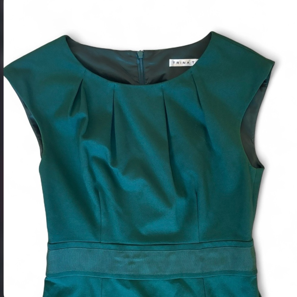 Trina Turk Emerald Green Sheath Dress Cap Sleeves - Picture 2 of 10